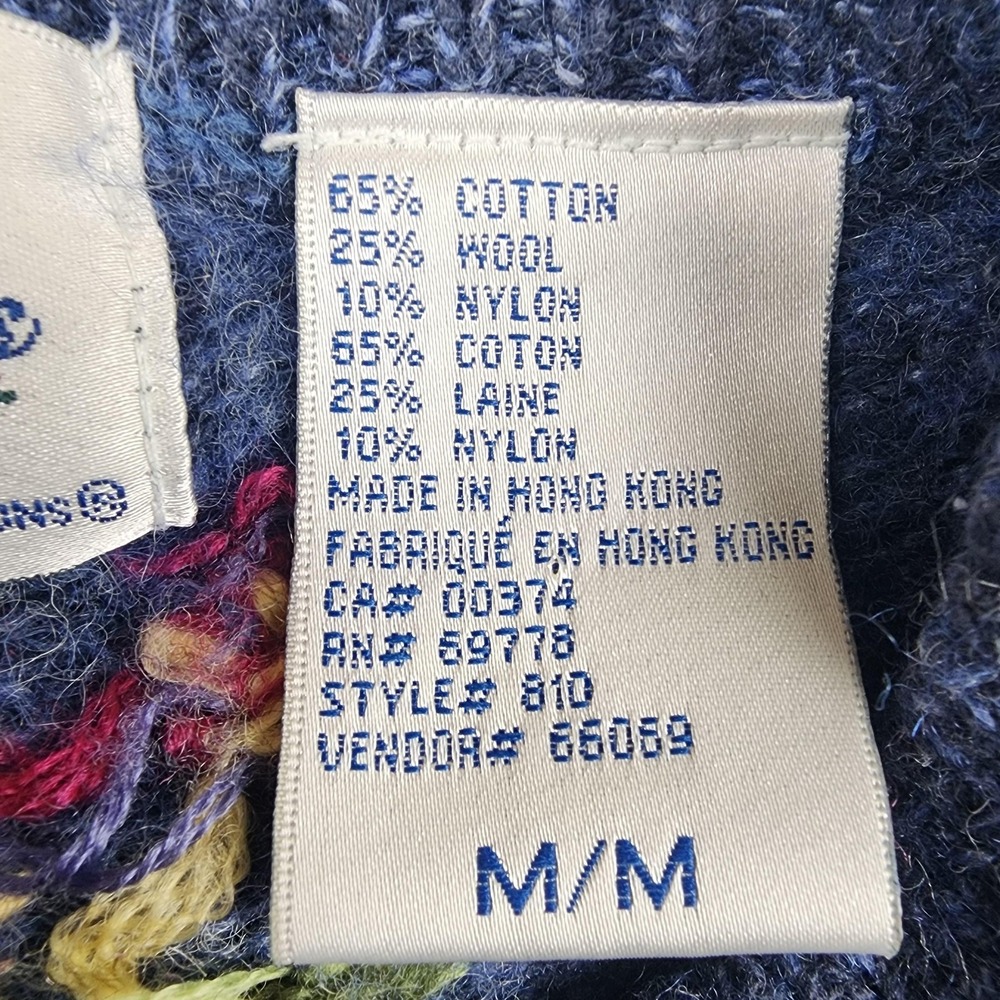 Vintage Northern Treasures Sweater Womens M Blue Floral Cardigan Embroidered - Picture 3 of 9